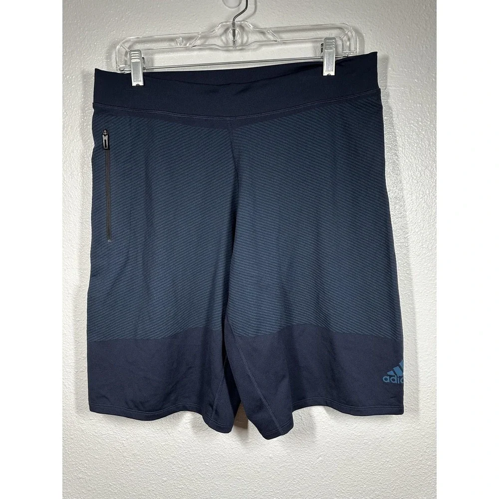 Adidas Shorts Mens Large Navy Blue Parley For The Oceans Athletic Zip Pocket Gym